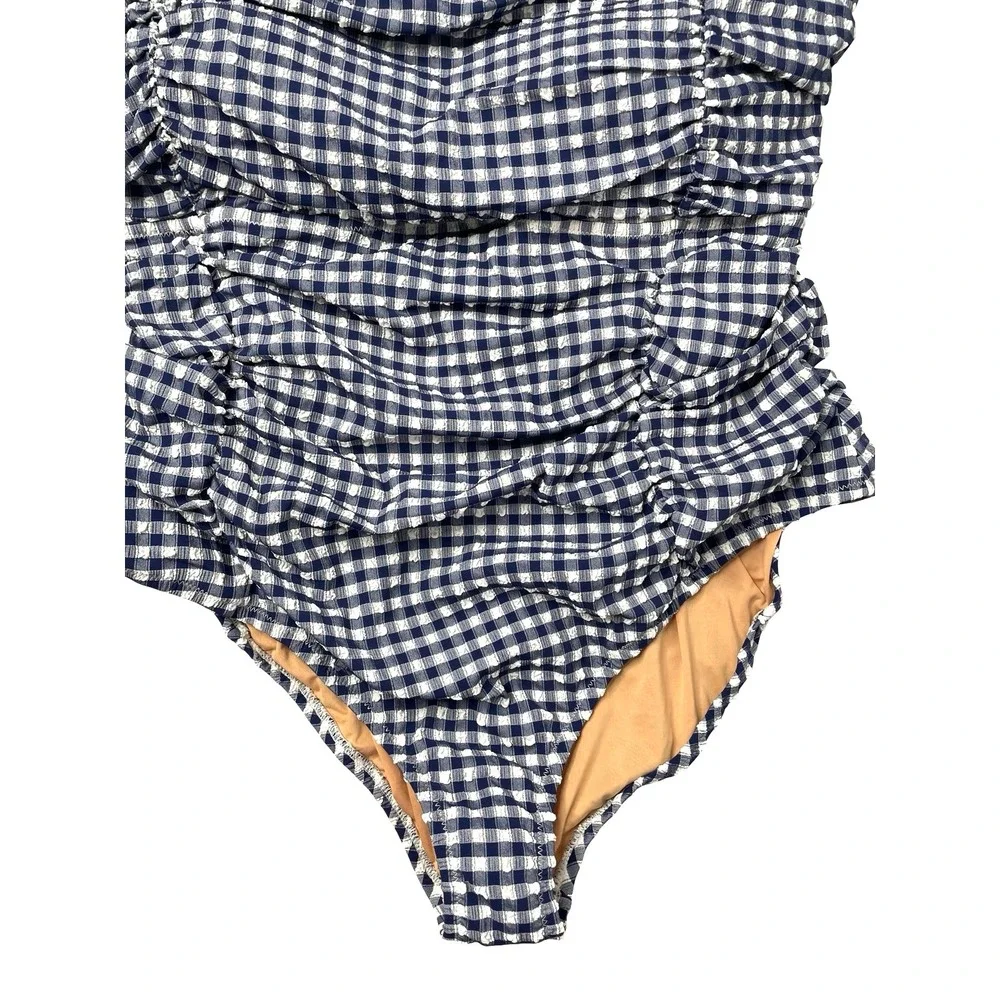 NEW J. Crew Ruched tie-shoulder one-piece swimsuit in classic gingham Size 24